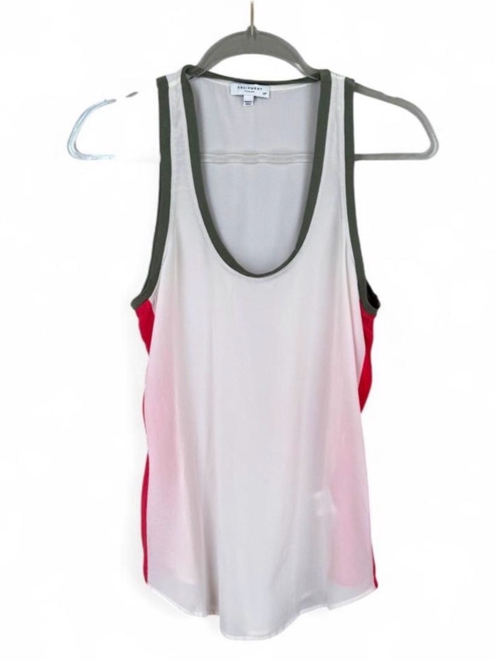 Equipment "Mel" pink and white colorblock silk tank top size small